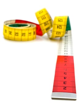 multicolored centimeter against the white background