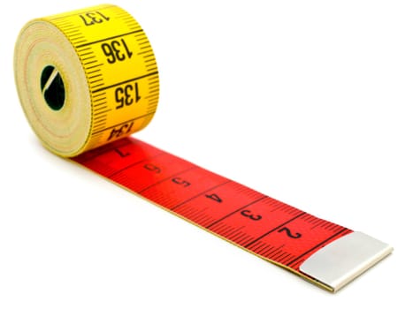 multicolored centimeter against the white background
