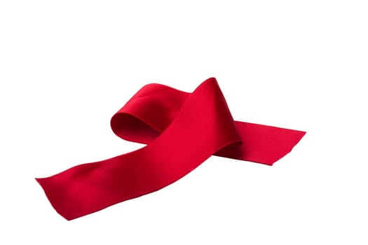 colorful red satin ribbon isolated on white