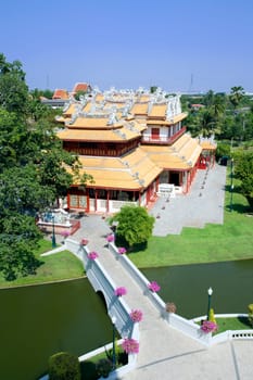 The Royal Residence (Phra Thinang) of the Thai summer palace of Bang Pa-In, near Ayutthaya and Bangkok.