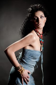 Young female model looking away