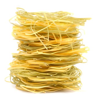 raw italian macaroni two colours over white