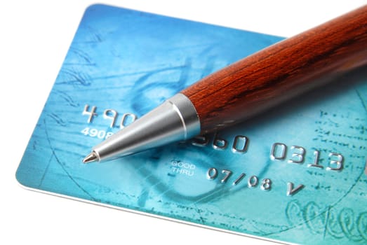 credit card with pen, business, finances