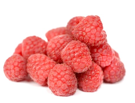 fresh ripe raspberry on the white background