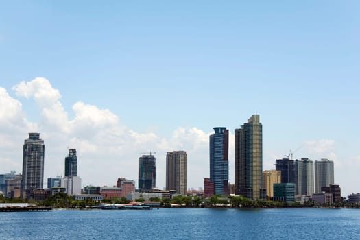 high rise condominiums lining manilas baywalk and ermita waterfront districts seen from manila bay