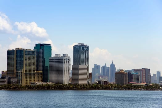 high rise condominiums lining manilas baywalk and ermita waterfront districts seen from manila bay