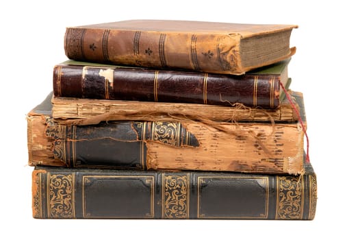 old used vintage retro books isolated objects
