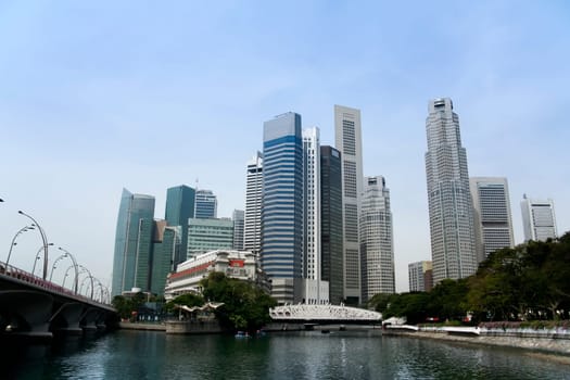 modern architecture and landmarks of the central business district of singapore city state