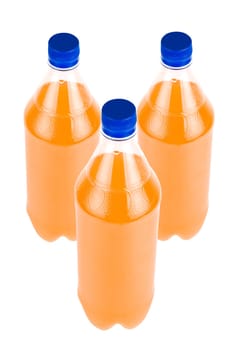 Three Orange Juice bottle isolated over white background