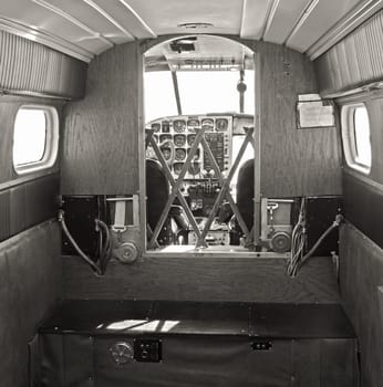 World War II era airplane cabin and interior