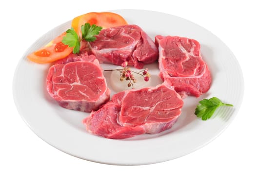 Fresh raw meat with vegetables