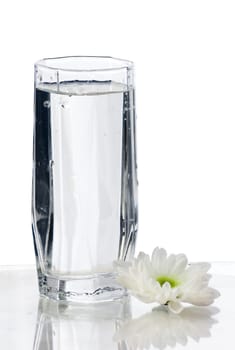 Glass of water with flower