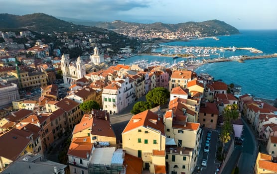 Aerial view of Porto Maurizio on the Italian Riviera in the province of Imperia, Liguria, Italy
