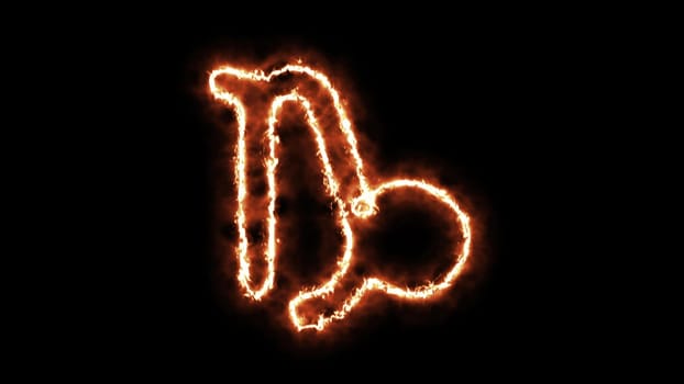 Zodiac sign on fire. Computer generated 3d render