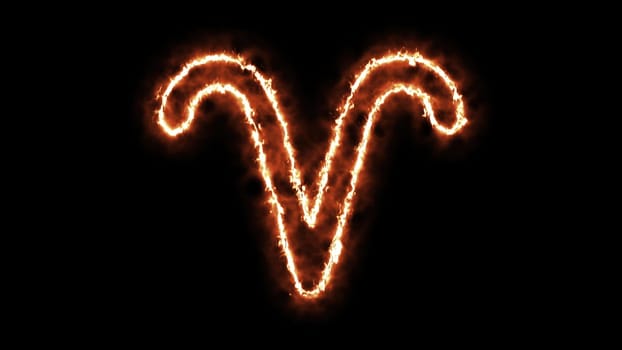 Zodiac sign on fire. Computer generated 3d render