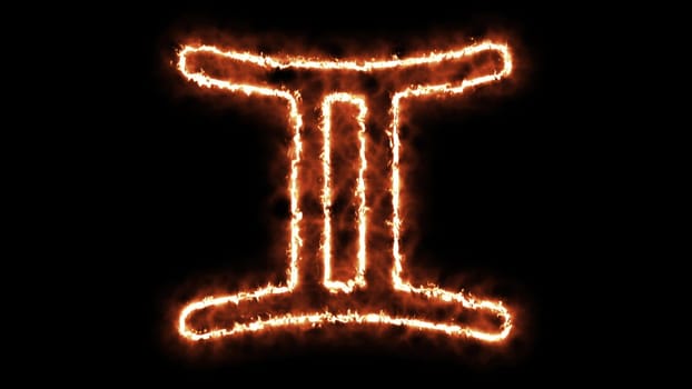 Zodiac sign on fire. Computer generated 3d render