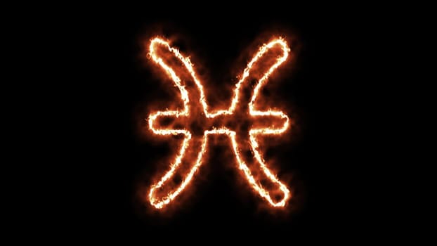 Zodiac sign on fire. Computer generated 3d render