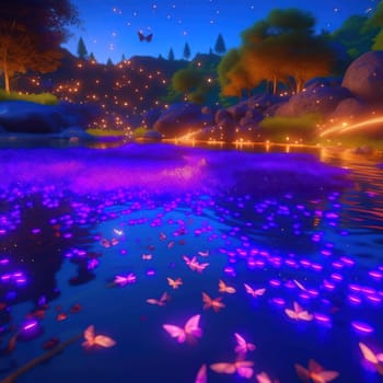 Butterflies over the river. Image created by AI