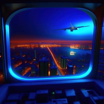 View from the airplane window. Image created by AI