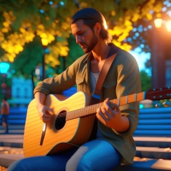 Guitarist on the street. Image created by AI