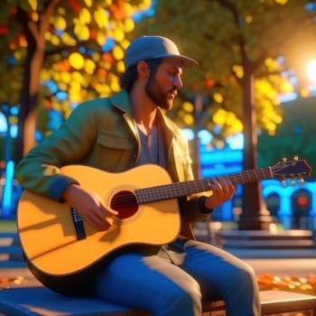 Guitarist on the street. Image created by AI