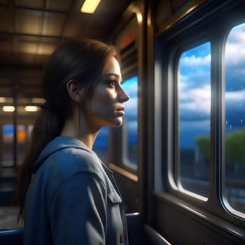 The Girl on the Train. Image created by AI