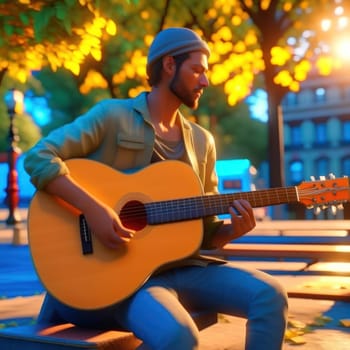 Guitarist on the street. Image created by AI
