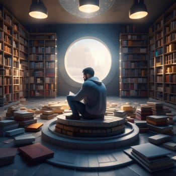A guy reads a book
