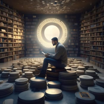 A guy reads a book