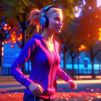 Girl jogging. Image created by AI