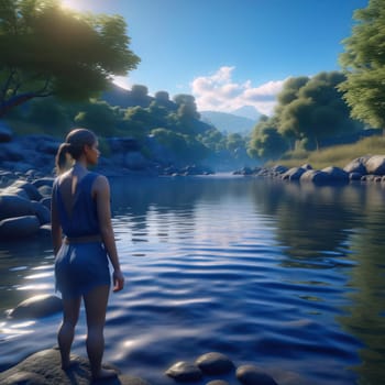 Girl by the River. Image created by AI
