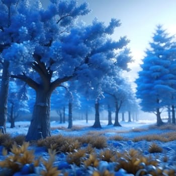 Frost on trees. Image created by AI
