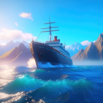 A ship at sea. Image created by AI