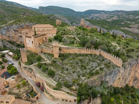 Alquezar historic village in Huesca, Aragon, Spain. Collegiate Church of Saint Mary the Great, Nominated Pretty Town