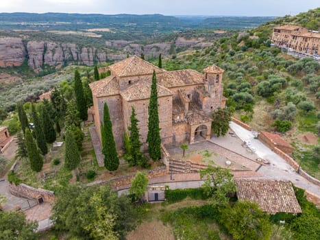Alquezar historic village in Huesca, Aragon, Spain. Parish Church of San Miguel Archangel, Nominated Pretty Town