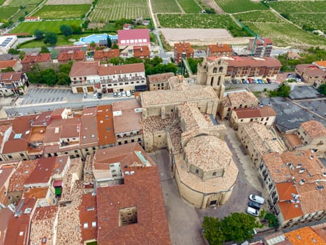Aerial view at the Church of San Juan Bautista in Laguardia, Spain Nominated beautiful town