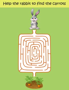 Maze game, help the rabbit to find the carrot