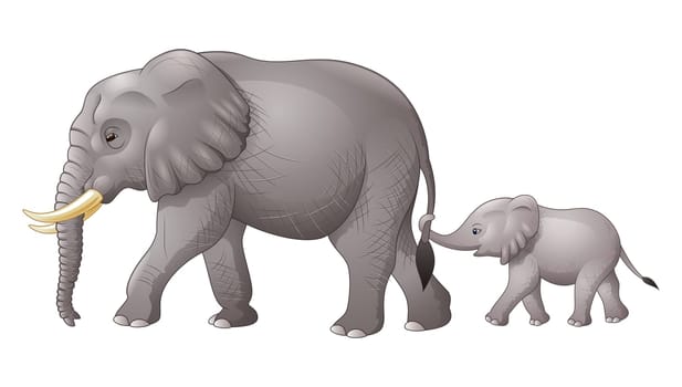 Cute mother and baby elephant
