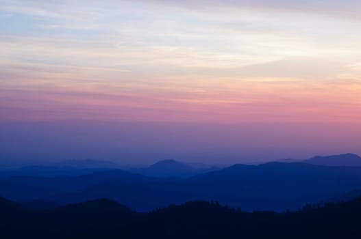 mountains sunset scenic in Sequoia National Forest, CA