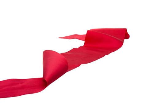 colorful red satin ribbon isolated on white
