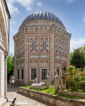 Sehzade Mehmet Turbesi, a six-sided structure mausoleum with large dome, located in the Fatih district of Istanbul, Turkey, beside Sehzade Mosque