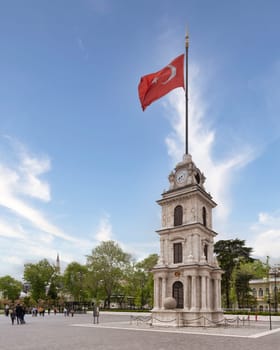 Nusretiye Clock Tower, aka Tophane Clock Tower, located inside Galata Port, Tophane neighborhood, Beyoglu district, Istanbul, Turkey