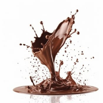 Mouth-watering chocolate splash on a white background for a sweet and energetic image. AI Generative