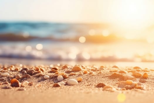 Discover the beauty of nature with a stunning shot of a starfish on a sandy beach with crystal clear water. An amazing wildlife moment. AI Generative