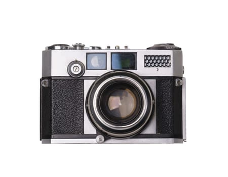 vintage old film camera isolated on white background