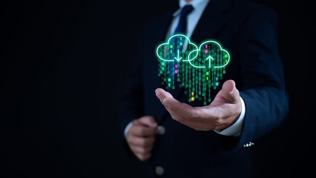 Cloud computing concept, connect communication equipment  information and technology with cloud computing and technology icon.