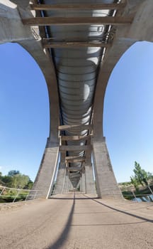 Service road that runs under Acedera Aqueduct. Orellana Irrigation canal, Vegas Altas del Guadiana, Extremadura, Spain