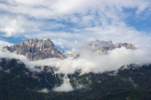 Landscape of Lienz Dolomites in Austria. Panorama of massive Alpine mountains. East Tyrol