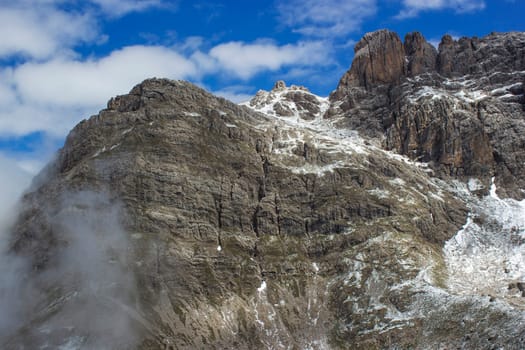 Landscape of Lienz Dolomites in Austria. Panorama of massive Alpine mountains. East Tyrol