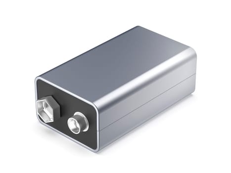 9V battery on white background